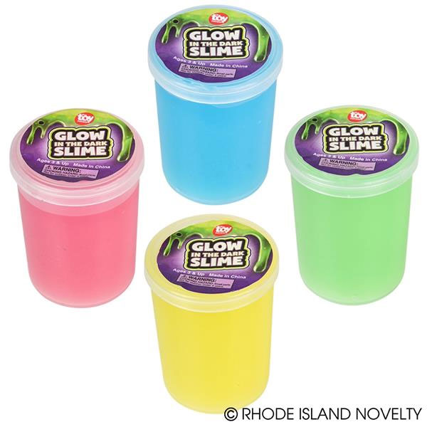 Rhode Island Novelty - SET OF 4 GLOW IN THE DARK SLIMES (Blue, Pink, Yellow & Green)(2.5 inch)