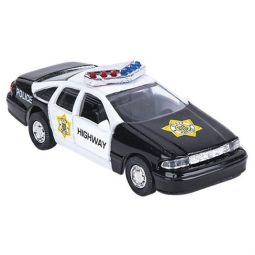Rhode Island Novelty - Pull Back Die-Cast Metal Vehicle - POLICE CAR (Black)(4.5 inch)
