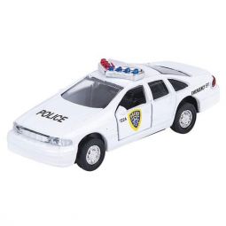 Rhode Island Novelty - Pull Back Die-Cast Metal Vehicle - POLICE CAR (White)(4.5 inch)