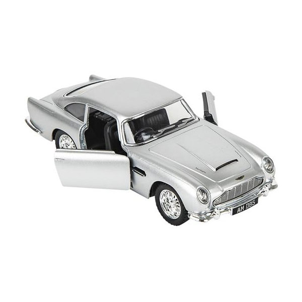 RI Novelty - Pull Back Die-Cast Metal Vehicle - 1963 ASTON MARTIN DB5 (Silver)(5 inch) 1:38 Scale