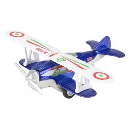 Rhode Island Novelty - Pull Back Die-Cast Metal Vehicle - CLASSIC BIPLANE (Blue)(5 inch)