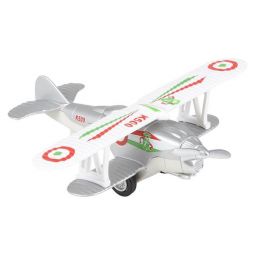 Rhode Island Novelty - Pull Back Die-Cast Metal Vehicle - CLASSIC BIPLANE (Silver)(5 inch)