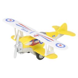 Rhode Island Novelty - Pull Back Die-Cast Metal Vehicle - CLASSIC BIPLANE (Yellow)(5 inch)