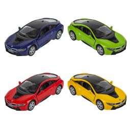 Rhode Island Novelty - Pull Back Die-Cast Metal Vehicles - SET OF 4 BMW i8 Colors (5 in) 1:36 Scale