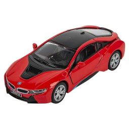 Rhode Island Novelty - Pull Back Die-Cast Metal Vehicle - BMW i8 (Red - 5 inch) 1:36 Scale