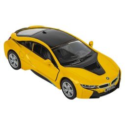 Rhode Island Novelty - Pull Back Die-Cast Metal Vehicle - BMW i8 (Yellow - 5 inch) 1:36 Scale