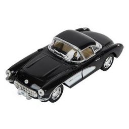 Rhode Island Novelty - Pull Back Die-Cast Metal Vehicle - 1957 CHEVROLET CORVETTE (Black)(5 inch)