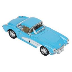 Rhode Island Novelty - Pull Back Die-Cast Metal Vehicle - 1957 CHEVROLET CORVETTE (Blue)(5 inch)