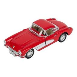 Rhode Island Novelty - Pull Back Die-Cast Metal Vehicle - 1957 CHEVROLET CORVETTE (Red)(5 inch)