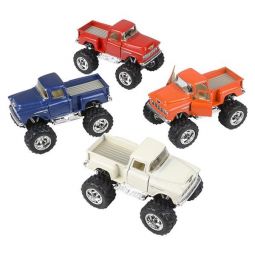 RI Novelty - Pull Back Die-Cast Metal Vehicle - CHEVY MONSTER PICK UP TRUCKS (Set of 4 Colors)(5 in)