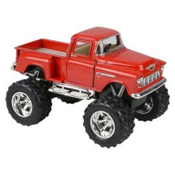 Rhode Island Novelty - Pull Back Die-Cast Metal Vehicle - CHEVY MONSTER PICK UP TRUCK (Red)(5 in)