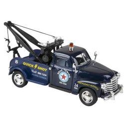 Rhode Island Novelty - Pull Back Die-Cast Metal Vehicle - 1953 CHEVY TOW TRUCK (Blue)(5 inch)