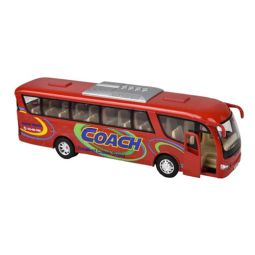 Rhode Island Novelty - Pull Back Die-Cast Metal Vehicle - COACH BUS [Red] (7 inch)