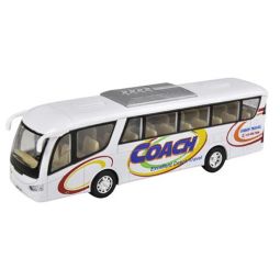 Rhode Island Novelty - Pull Back Die-Cast Metal Vehicle - COACH BUS [White] (7 inch)