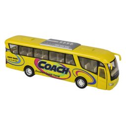 Rhode Island Novelty - Pull Back Die-Cast Metal Vehicle - COACH BUS [Yellow] (7 inch)