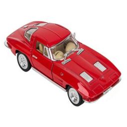 Rhode Island Novelty - Pull Back Die-Cast Metal Vehicle - 1963 CORVETTE STING RAY (Red)(5 inch)