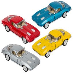Rhode Island Novelty- Pull Back Die-Cast Metal Vehicles - SET OF 4 1963 CORVETTE STING RAYS (5 inch)