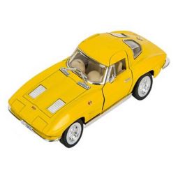 Rhode Island Novelty - Pull Back Die-Cast Metal Vehicle - 1963 CORVETTE STING RAY (Yellow)(5 inch)