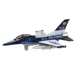 RI Novelty - Pull Back Die-Cast Metal Vehicle - F-16 FIGHTER JET (Blue/White)(7 inch)