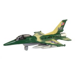RI Novelty - Pull Back Die-Cast Metal Vehicle - F-16 FIGHTER JET (Green/Tan)(7 inch)