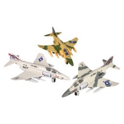 Rhode Island Novelty - Pull Back Die-Cast Vehicles - SET OF 3 F-4 PHANTOM JETS (8 inch)