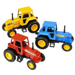 Rhode Island Novelty - Pull Back Die-Cast Vehicles - SET OF 3 FARM TRACTORS (3.75 inch)