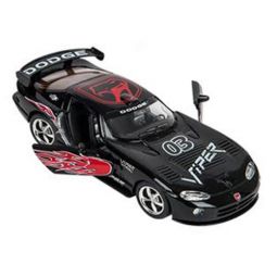 Rhode Island Novelty - Pull Back Die-Cast Metal Vehicle - DODGE VIPER GTS-R (Black)(5 inch)