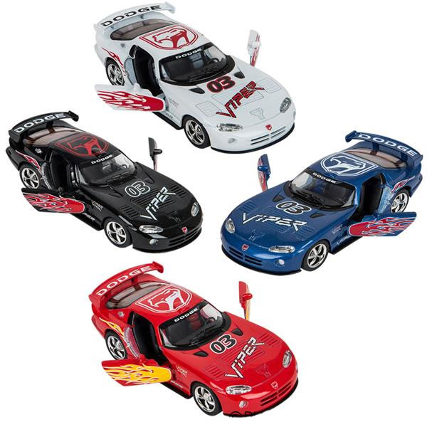 Rhode Island Novelty - Pull Back Die-Cast Metal Vehicles - SET OF 4 DODGE VIPER GTS-R CARS (5 inch)