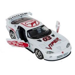 Rhode Island Novelty - Pull Back Die-Cast Metal Vehicle - DODGE VIPER GTS-R (White)(5 inch)