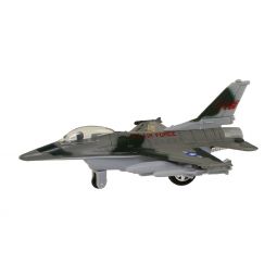 RI Novelty - Pull Back Die-Cast Metal - F-16 FIGHTING FALCON JET (Dark Green/Gray)(6 inch)