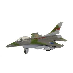 RI Novelty - Pull Back Die-Cast Metal - F-16 FIGHTING FALCON JET (Green/Gray)(6 inch)