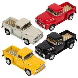 Rhode Island Novelty - Pull Back Die-Cast Metal Vehicle - SET OF 4 1956 FORD F-100 PICKUPS (5 inch)