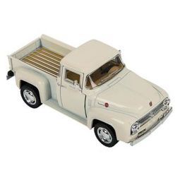Rhode Island Novelty - Pull Back Die-Cast Metal Vehicle - 1956 FORD F-100 PICKUP (White)(5 inch)