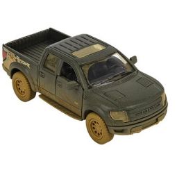 Rhode Island Novelty - Pull Back Die-Cast Metal Vehicle - MUDDY FORD F-150 SVT RAPTOR (Black)(5 inch