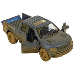 Rhode Island Novelty - Pull Back Die-Cast Metal Vehicle - MUDDY FORD F-150 SVT RAPTOR (Blue)(5 inch)