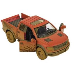 Rhode Island Novelty - Pull Back Die-Cast Metal Vehicle - MUDDY FORD F-150 SVT RAPTOR (Red)(5 inch)