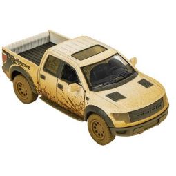 Rhode Island Novelty - Pull Back Die-Cast Metal Vehicle - MUDDY FORD F-150 SVT RAPTOR (White)(5 inch