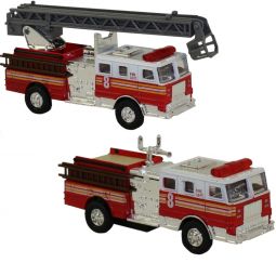 Rhode Island Novelty - Pull Back Die-Cast Metal Vehicles - SET OF 2 FIRE TRUCKS (5.5 inch)