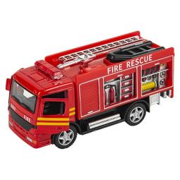 Rhode Island Novelty - Pull Back Die-Cast Metal Vehicle - FIRE ENGINE RESCUE (5 inch)