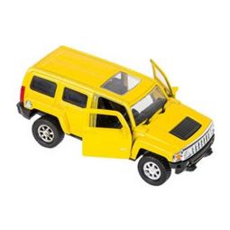 Rhode Island Novelty - Pull Back Die-Cast Metal Vehicle - HUMMER H3 (Yellow)(5 inch)
