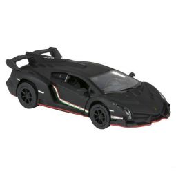 RI Novelty - Pull Back Die-Cast Metal Vehicle - MATTE LAMBORGHINI VENENO (Black)(5 in) 1:36 Scale