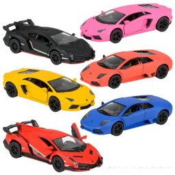RI Novelty - Pull Back Die-Cast Metal Vehicles - MATTE LAMBORGHINIS (Set of 6)(5 inch) 1:36 Scale