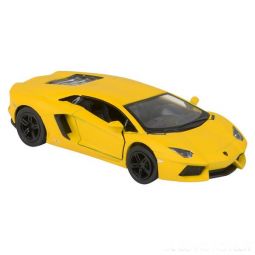 RI Novelty - Pull Back Die-Cast Metal Vehicle- MATTE LAMBORGHINI AVENTADOR (Yellow)(5 in) 1:38 Scale