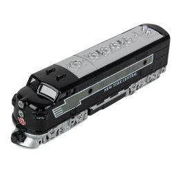 RI Novelty Pull Back Die-Cast Vehicle - CLASSIC LOCOMOTIVE TRAIN [New York Central](Black - 6.5 in)