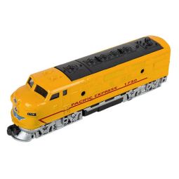 RI Novelty Pull Back Die-Cast Vehicle - CLASSIC LOCOMOTIVE TRAIN [Pacific Express](Yellow - 6.5 in)
