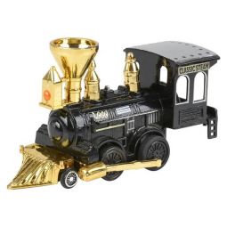 Rhode Island Novelty - Pull Back Die-Cast Metal Vehicle - POWER STEAM LOCOMOTIVE (Black)(5 inch)