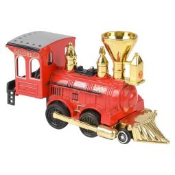 Rhode Island Novelty - Pull Back Die-Cast Metal Vehicle - POWER STEAM LOCOMOTIVE (Red)(5 inch)