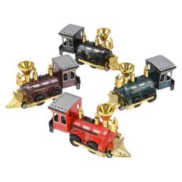 Rhode Island Novelty - Pull Back Die-Cast Metal Vehicles - SET OF 4 POWER STEAM LOCOMOTIVES (5 inch)