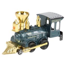 Rhode Island Novelty - Pull Back Die-Cast Metal Vehicle - POWER STEAM LOCOMOTIVE (Teal)(5 inch)