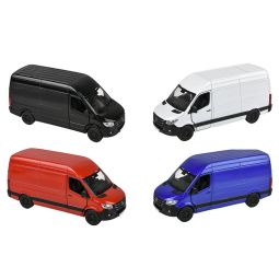 RI Novelty - Pull Back Vehicles - SET OF 4 MERCEDES-BENZ SPRINTER VANS (Blue, Black, Red+1)(5 inch)